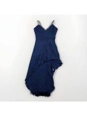 Y2K Liv & Lottie Maxi Dress Size L Floral Crochet Boho Flowy Festival Dark Blue